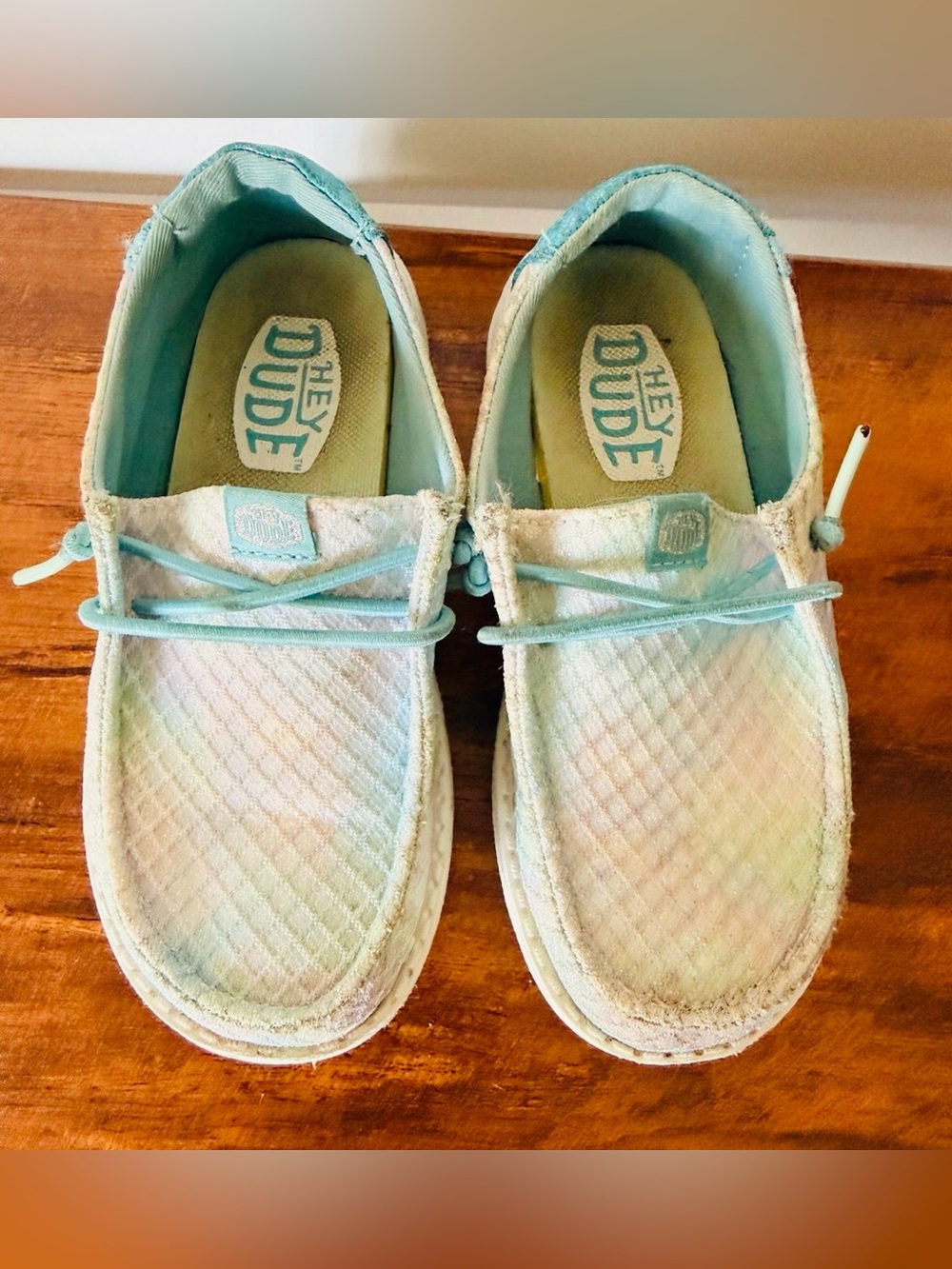 Hey Dude Wendy Mermaid Shimmer Multi Teal Blue Slip On Loafer Shoe-Youth 5 OR W7